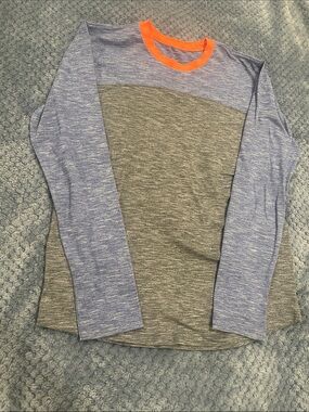 Crewcuts Heathered Colorblock Long-Sleeve Tee in Gray, Blue and Orange